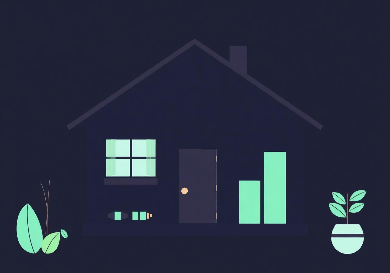 Illustration eines Familienhauses mit parallelen Pfaden für Tilgung und Vermögensaufbau